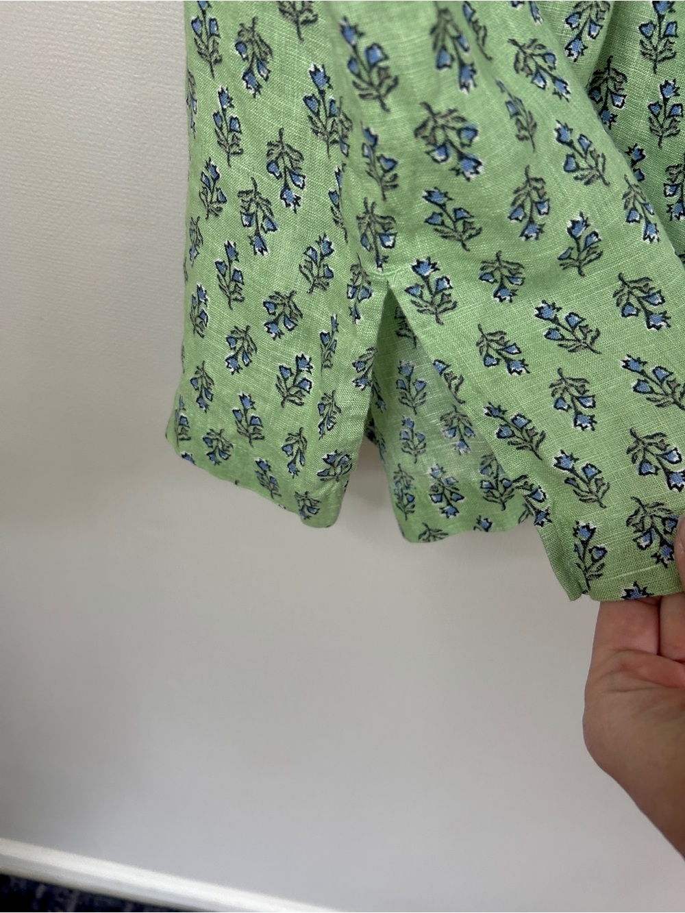 Pure Jill Linen Botanical Block Print Sleeveless Henley Blouse Relaxed Cottage S - Picture 7 of 12